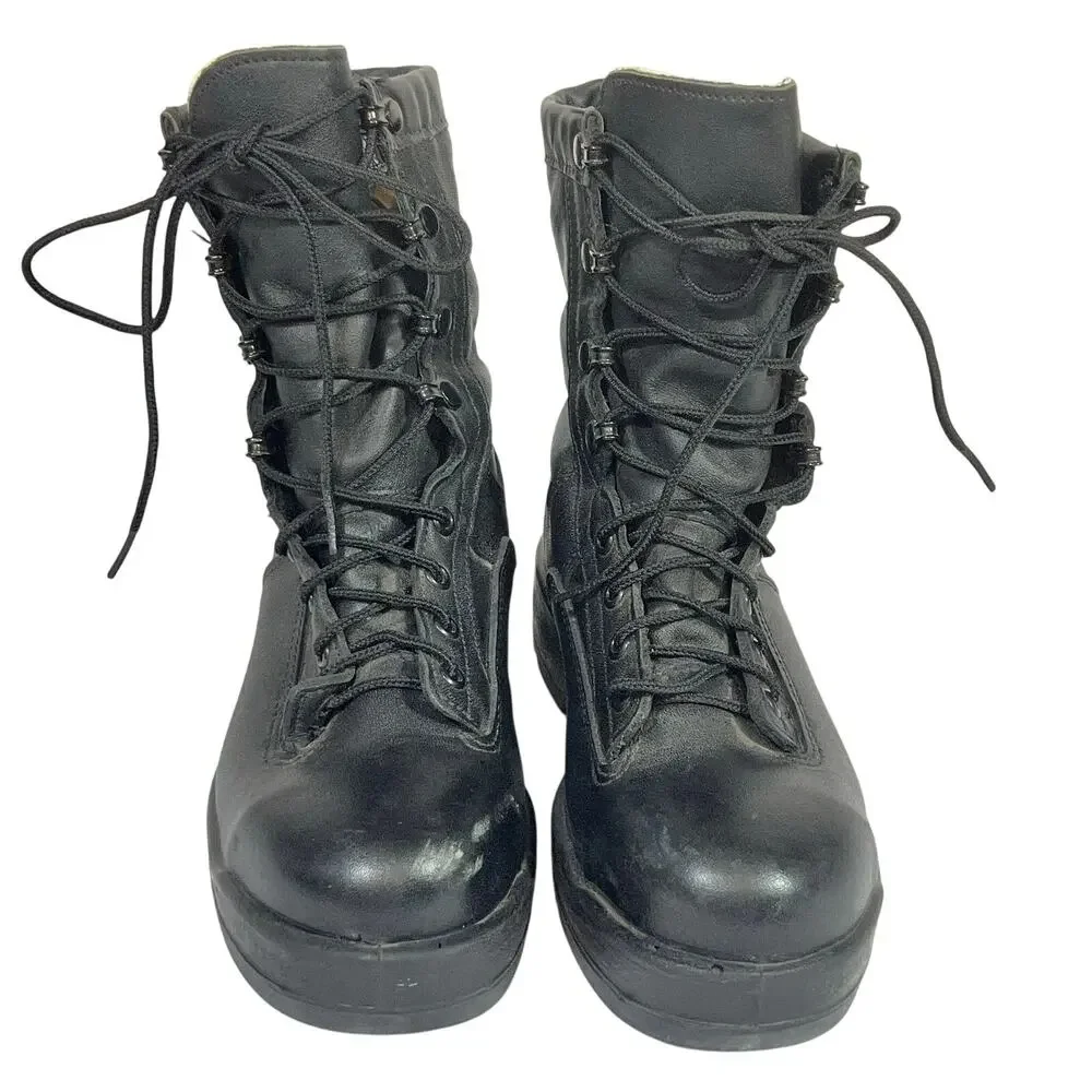 Wellco 1003 Safety Flight Deck Boots Navy Steel Toe Military Black Mens 6 R